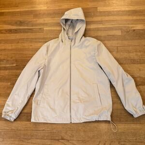 Mango cream hooded full zip utility rain jacket size XL
 b6